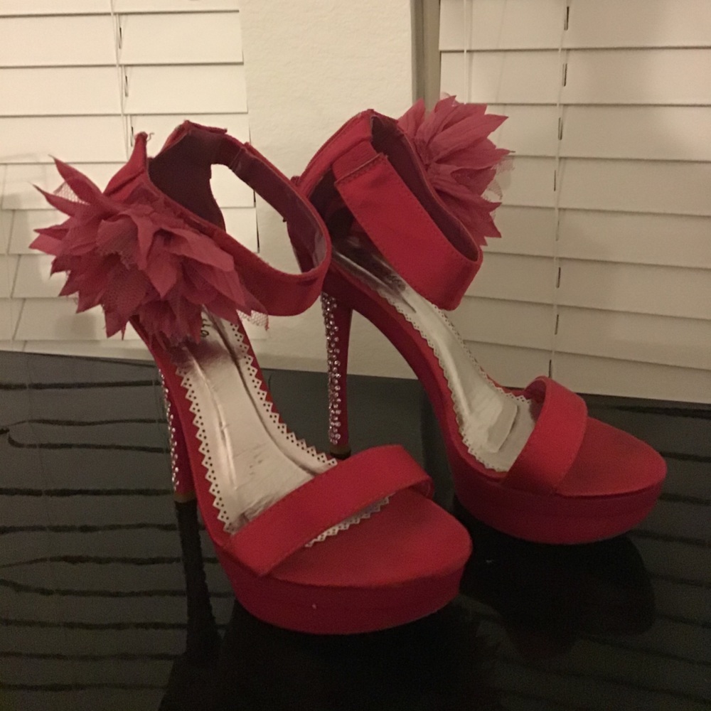 4-inch Magenta Rhinestone Heels